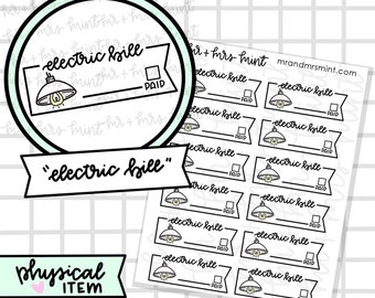 Electric Bill Stickers |  Hand drawn Stickers, Planner Stickers, CoffeeBeanPaper, Electric Bill,  Budget, financing, finances
