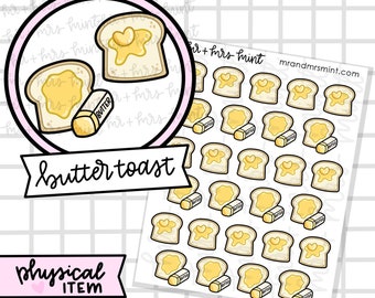 Butter Toast Planner Stickers |  Hand drawn Stickers, Planner Stickers, CoffeeBeanPaper