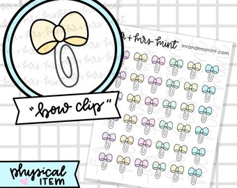 Bow Clip Planner Stickers |  Hand drawn Stickers, Planner Stickers, CoffeeBeanPaper, Bow Clips, Decor Bow Clips