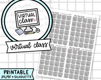 Virtual Class Printable Planner Stickers |  Hand drawn Stickers, Planner Stickers, CoffeeBeanPaper
