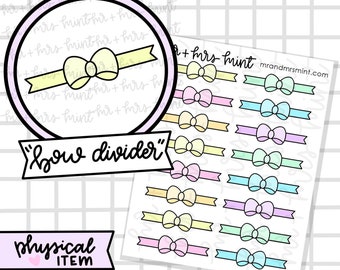 Bow Divider Planner Stickers |  Hand drawn Stickers, Planner Stickers, CoffeeBeanPaper, Bow Divider