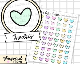 Hearts Planner Stickers |  Hand drawn Stickers, Planner Stickers, CoffeeBeanPaper, Hearts Decor, Hearts Checklist