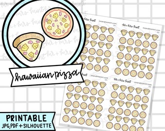 Hawaiian Pizza Printable Planner Stickers |  Hand drawn Stickers, Planner Stickers, CoffeeBeanPaper