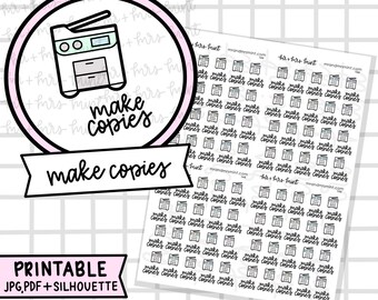 Make Copies Printable Planner Stickers |  Hand drawn Stickers, Planner Stickers, CoffeeBeanPaper