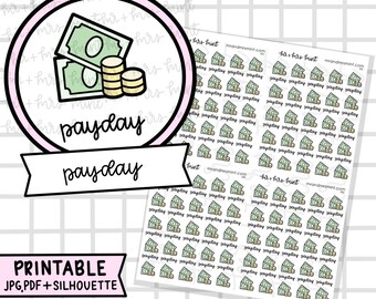 Payday Printable Planner Stickers |  Hand drawn Stickers, Planner Stickers, CoffeeBeanPaper