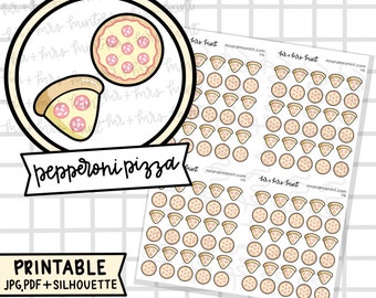 Pepperoni Pizza Printable Planner Stickers |  Hand drawn Stickers, Planner Stickers, CoffeeBeanPaper