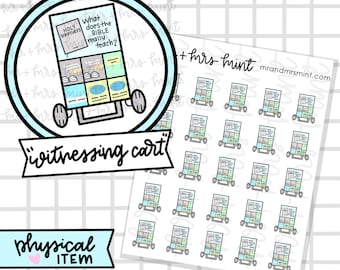 JW Witnessing Cart Planner Stickers |  Hand drawn Stickers, Planner Stickers, CoffeeBeanPaper, Witnessing Cart, Service Day
