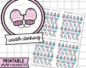 Winter Warm Clothing Printable Planner Stickers |  Hand drawn Stickers, Planner Stickers, CoffeeBeanPaper