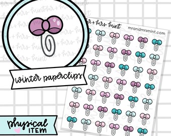 Winter Paperclips  Planner Stickers |  Hand drawn Stickers, Planner Stickers, CoffeeBeanPaper