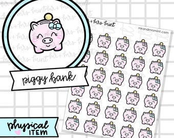 Piggy Bank Planner Stickers |  Hand drawn Stickers, Planner Stickers, CoffeeBeanPaper