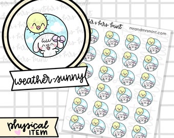 Bonnie Weather - Sunny Planner Stickers |  Hand drawn Stickers, Planner Stickers, CoffeeBeanPaper