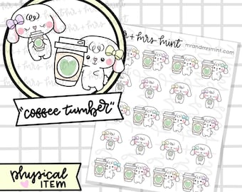 Bonnie Coffee Tumbler Planner Stickers |  Hand drawn Stickers, Planner Stickers, CoffeeBeanPaper, coffee, coffee lover, morning coffee
