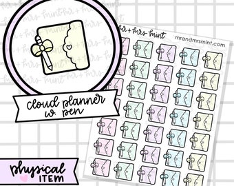 Cloud Planner with Pen Planner Stickers |  Hand drawn Stickers, Planner Stickers, CoffeeBeanPaper