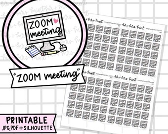 Zoom Meeting Printable Planner Stickers |  Hand drawn Stickers, Planner Stickers, CoffeeBeanPaper