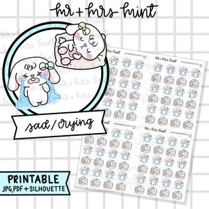 Bonnie Sad / Crying Printable Planner Stickers |  Hand drawn Stickers, Planner Stickers, CoffeeBeanPaper
