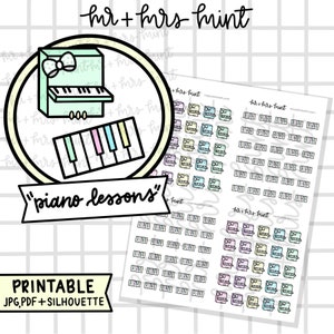 Piano Lessons Printable Planner Stickers |  Hand drawn Stickers, Planner Stickers, Autumn Stickers, CoffeeBeanPaper