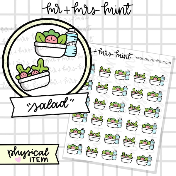 Salad Stickers |  Hand drawn Stickers, Planner Stickers, MrandMrsMint, Buy Food, Salad, Healthy food