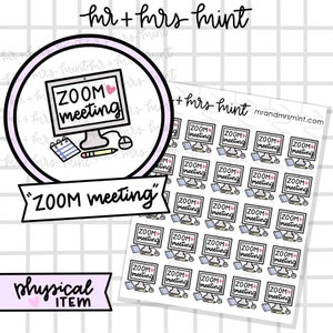 ZOOM meeting Stickers |  Hand drawn Stickers, Planner Stickers, MrandMrsMint, Zoom Meeting