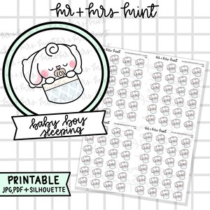 Bonnie Baby Boy Sleeping Printable Planner Stickers |  Hand drawn Stickers, Planner Stickers, MrandMrsMint