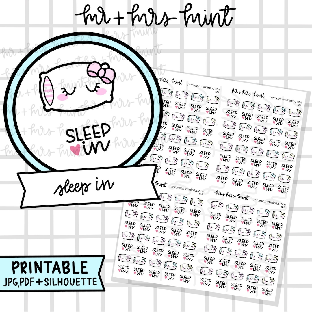 Sleep in Printable Planner Stickers | Hand Drawn Stickers, Planner ...