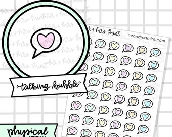 Heart Talk Bubble Planner Stickers |  Hand drawn Stickers, Planner Stickers, CoffeeBeanPaper, Talking, talk, call, phone call, meeting