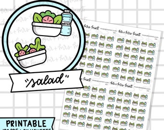 Salad Printable Planner Stickers |  Hand drawn Stickers, Planner Stickers, CoffeeBeanPaper