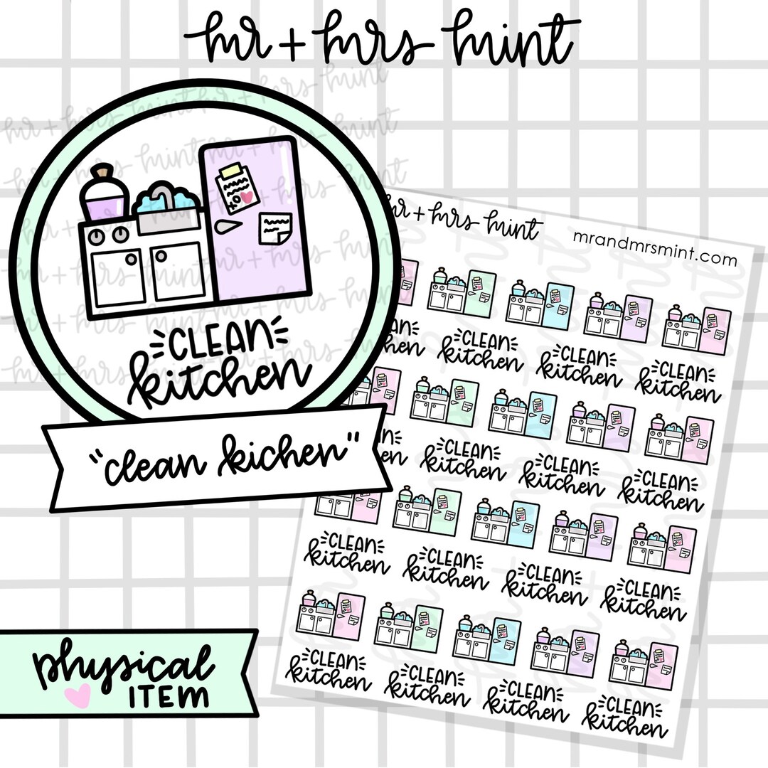 Clean Kitchen Planner Stickers | Hand Drawn Stickers, Planner Stickers ...