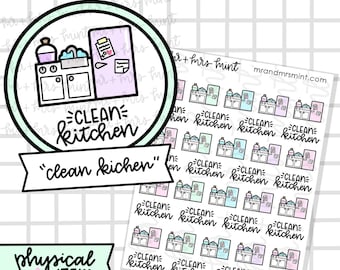 Schone keukenplannerstickers |  Handgetekende stickers, plannerstickers, CoffeeBeanPaper, opruimen, opruimen, organiseren
