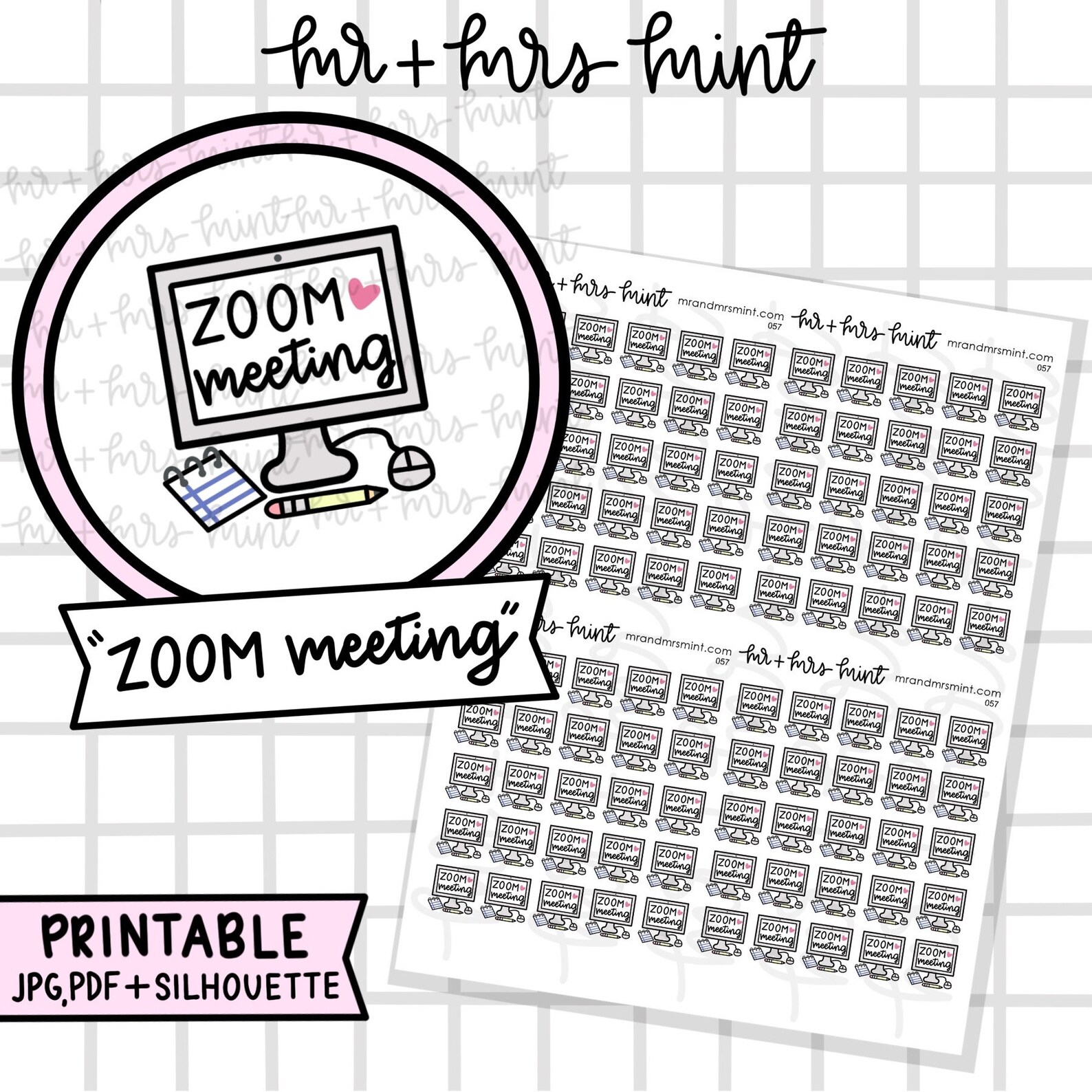 Zoom Meeting Printable Planner Stickers Hand Drawn Stickers Etsy