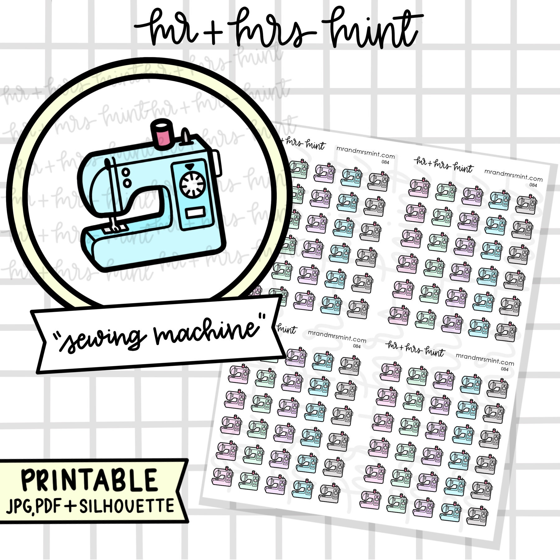 Sewing Machines Printable Planner Stickers Groceries - Etsy