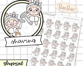 Bun Bun - Shaving Planner Stickers |  Hand drawn Planner Stickers, Shave Legs Stickers, Planner Decor Stickers, Calendar Stickers