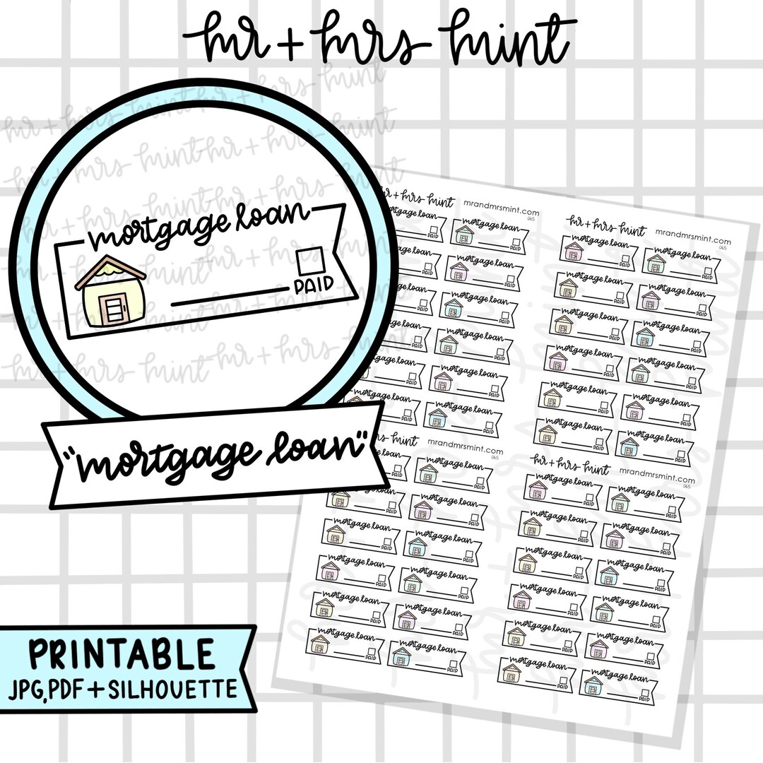Mortgage Loan Printable Planner Stickers | Hand Drawn Stickers, Planner ...