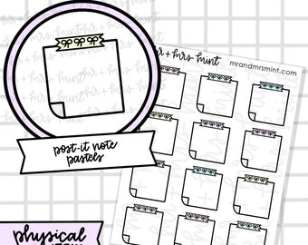 May include: A sheet of pastel Post-it note stickers with a bow design. The stickers are square with a curved corner and a decorative bow at the top. The words "post-it note pastels" and "physical item" are also visible.