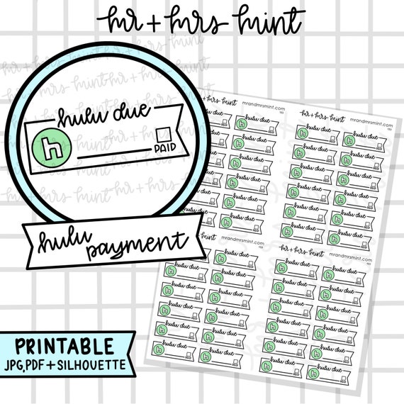 Hulu Payment Printable Planner Stickers Hand Drawn Stickers Etsy