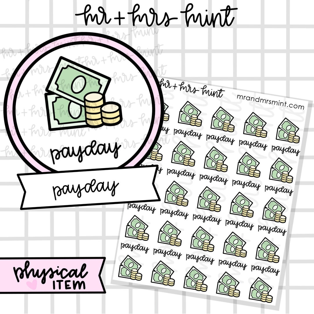 Payday Planner Stickers Hand Drawn Stickers, Planner Stickers, Mrandmrsmint Etsy