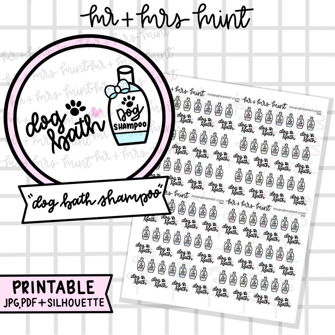 Dog Bath Shampoo Printable Planner Stickers Hand Drawn Etsy