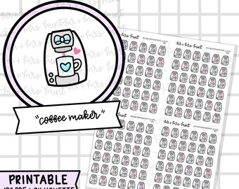 Coffee Maker Printable Planner Stickers |  Hand drawn Stickers, Planner Stickers, CoffeeBeanPaper, Coffee Time, Coffee Monday