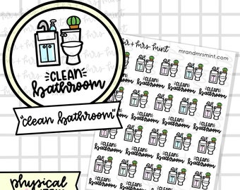 Schone badkamerplannerstickers |  Handgetekende stickers, plannerstickers, CoffeeBeanPaper, opruimen, opruimen, organiseren