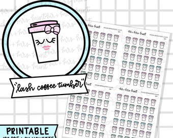 Lashes Coffee Tumbler Printable Planner Stickers |  Hand drawn Stickers, Planner Stickers, CoffeeBeanPaper, Coffee time, Coffee Monday
