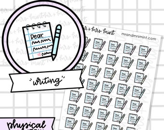 Writing / Write / Writer Planner Stickers |  Hand drawn Stickers, Planner Stickers, CoffeeBeanPaper, Writer, Writing, Letter