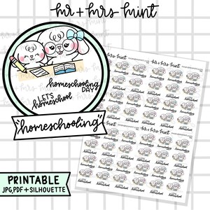 Bonnie Home Schooling Printable Planner Stickers |  Hand drawn Stickers, Planner Stickers, Autumn Stickers, CoffeeBeanPaper