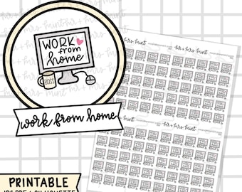 Work From Home Printable Planner Stickers |  Hand drawn Stickers, Planner Stickers, CoffeeBeanPaper
