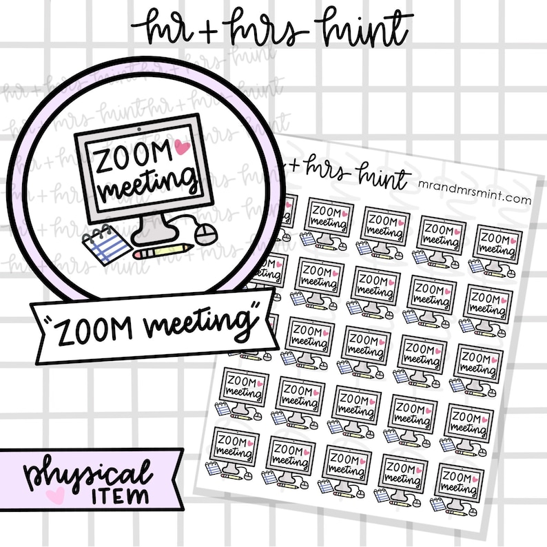 ZOOM Meeting Stickers Hand Drawn Stickers, Planner Stickers