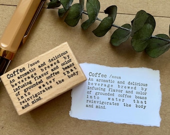 Coffee Bean Paper | Coffee Definition Rubber Stamp | Hand-Drawn Coffee Quote Stamp | Cozy Journaling & Planner Stamp | Coffee Stationery