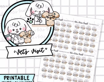 Bonnie Vet Visit Printable Planner Stickers |  Hand drawn Stickers, Planner Stickers, Autumn Stickers, CoffeeBeanPaper