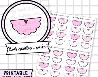 Half Scallop - Pinks Printable Planner Stickers |  Hand drawn Stickers, Planner Stickers, CoffeeBeanPaper, Functional Stickers