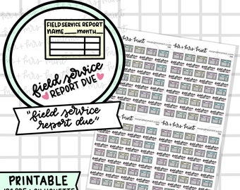 Field Service Report Due Printable Planner Stickers |  Hand drawn Stickers, Planner Stickers, CoffeeBeanPaper