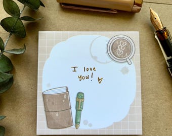 Coffee Bean Paper | Planning Time Sticky Notes | Hand-Drawn Planner Notepad | Coffee & Journal Theme | Cute Desk Notes