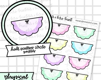 Half Scallop Circle - Pastels Planner Stickers |  Hand drawn Stickers, Planner Stickers, CoffeeBeanPaper, Functional Stickers