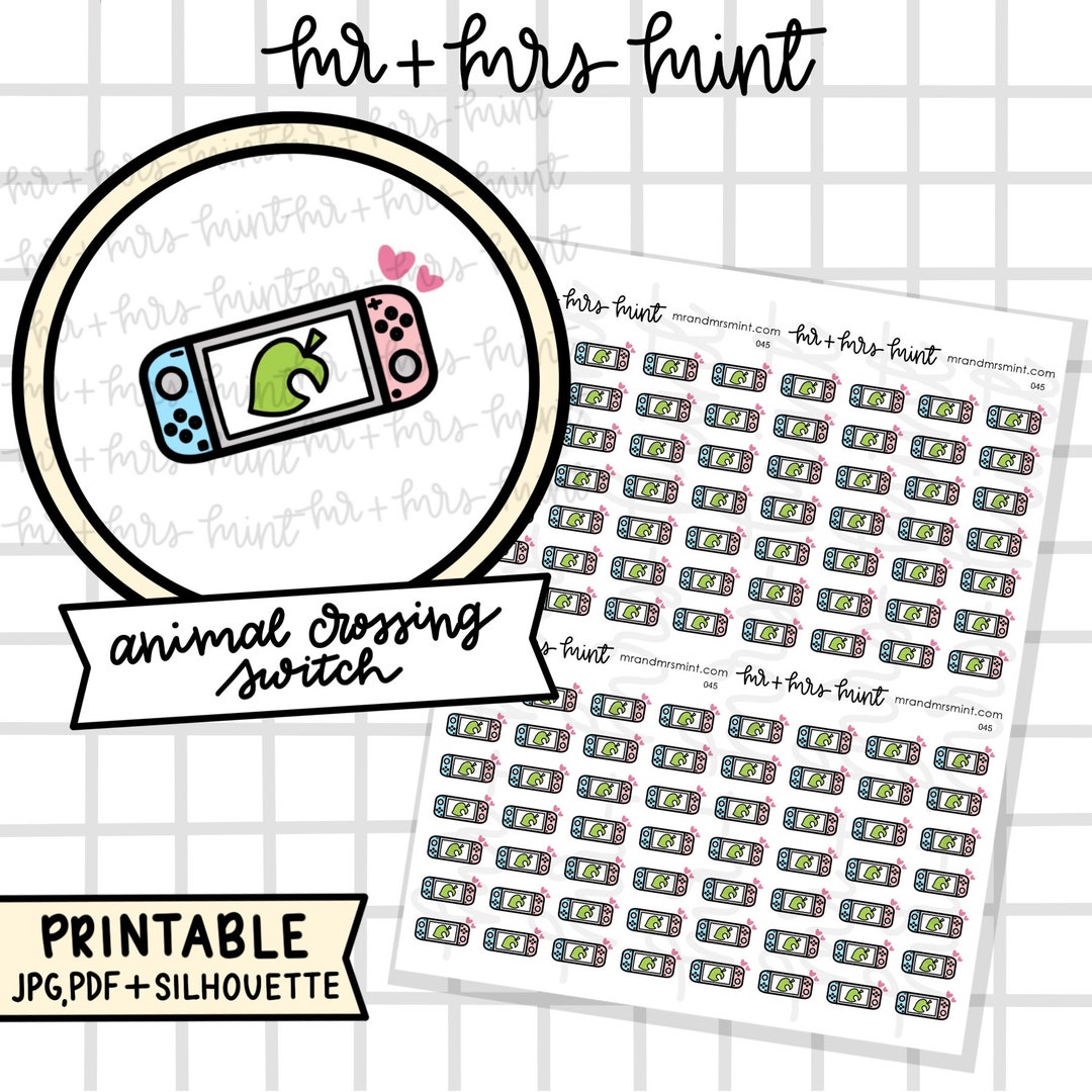 Animal Crossing Switch Printable Planner Stickers Hand Drawn Stickers ...